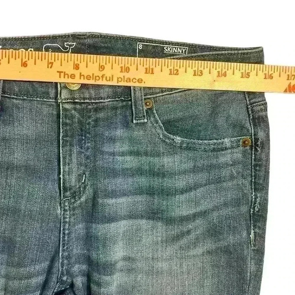 Vineyard Vines Women’s Skinny Jeans Size 8 Denim Stretch Distressed Raw Hem Mid - Picture 5 of 7